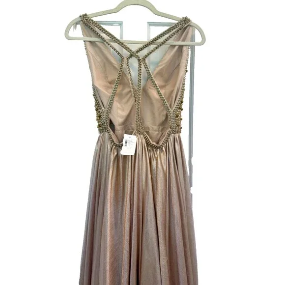 NWT Mac Duggal Gold Long Prom Formal Dress Size 8 Sequins Embellished $598 - Picture 10 of 10